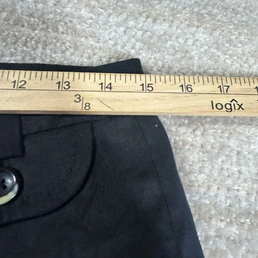 Banana Republic Pants Womens 6 Martin Fit Stretch Linen Blend Black Wide Leg VTG